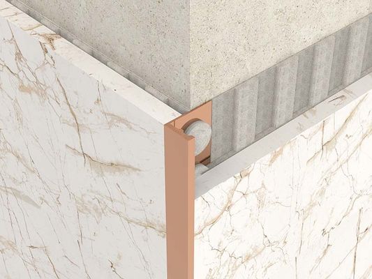 Parlak 2.5m Paslanmaz Çelik Karo Trim Gümüş Metal Dekoratif Bullnose Bordür
