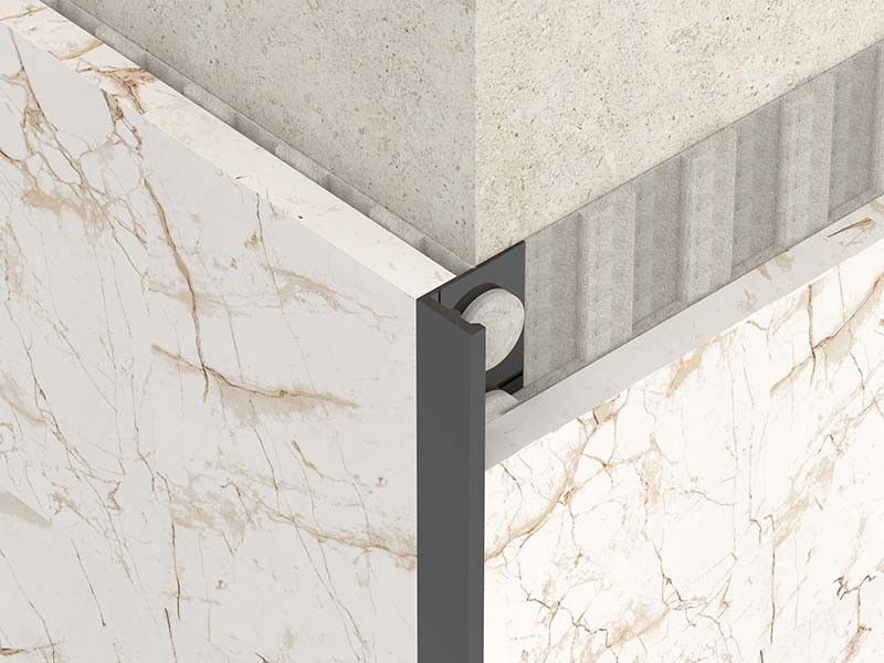 Parlak 2.5m Paslanmaz Çelik Karo Trim Gümüş Metal Dekoratif Bullnose Bordür