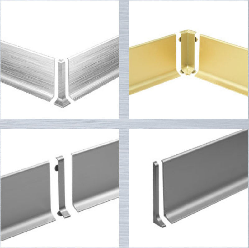 Kendinden Yapışkanlı Alüminyum Süpürgelik Profili 60mm Kavisli Metal Süpürgelik Süpürgelik